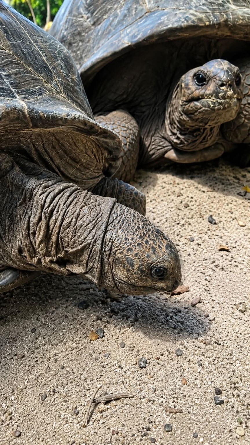 Giant tortoises on Curieuse Island